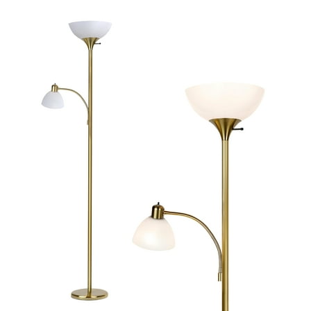 Brightech Sky Dome Plus 72 in. Brass Torchiere LED Floor Lamp with 1 Adjustable Arm