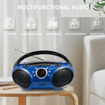 thumbnail image 5 of SINGING WOOD 030B Portable CD Player Boombox with Bluetooth for Home AM FM Stereo Radio, Aux Line in, Headphone Jack, Supported AC or Battery Powered (Starlight Blue), 5 of 9