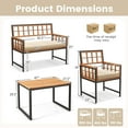 thumbnail image 3 of Costway 4-Piece Acacia Wood Metal Polyester Adjustable Dining Furniture Set Beige, 3 of 9