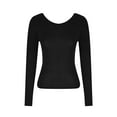 thumbnail image 6 of Giftesty Tops for Women Clearance Women's Hollowed Out Backless Top Tight Long Sleeve Crop Half High Neck Solid Color Spice Girl Sexy Women's Tops, 6 of 6
