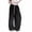 Black, variant on Womens Drawstring Wide Leg Pants High Waisted Patchwork Scalloped Waist Trousers with Pockets Casual Vacation Workout Pants Black