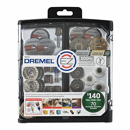 Juego de accesorios para herramientas rotativas Dremel EZ725 con kit de almacenamiento, 70 piezas