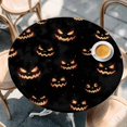 thumbnail image 4 of Round Table Cover 45-54 Inch Black Halloween Waterproof Reusable Table Cloth Round Fitted Vinyl Tablecloth with Elastic Edged for Parties Outdoors, Orange Horror Spooky, 4 of 9