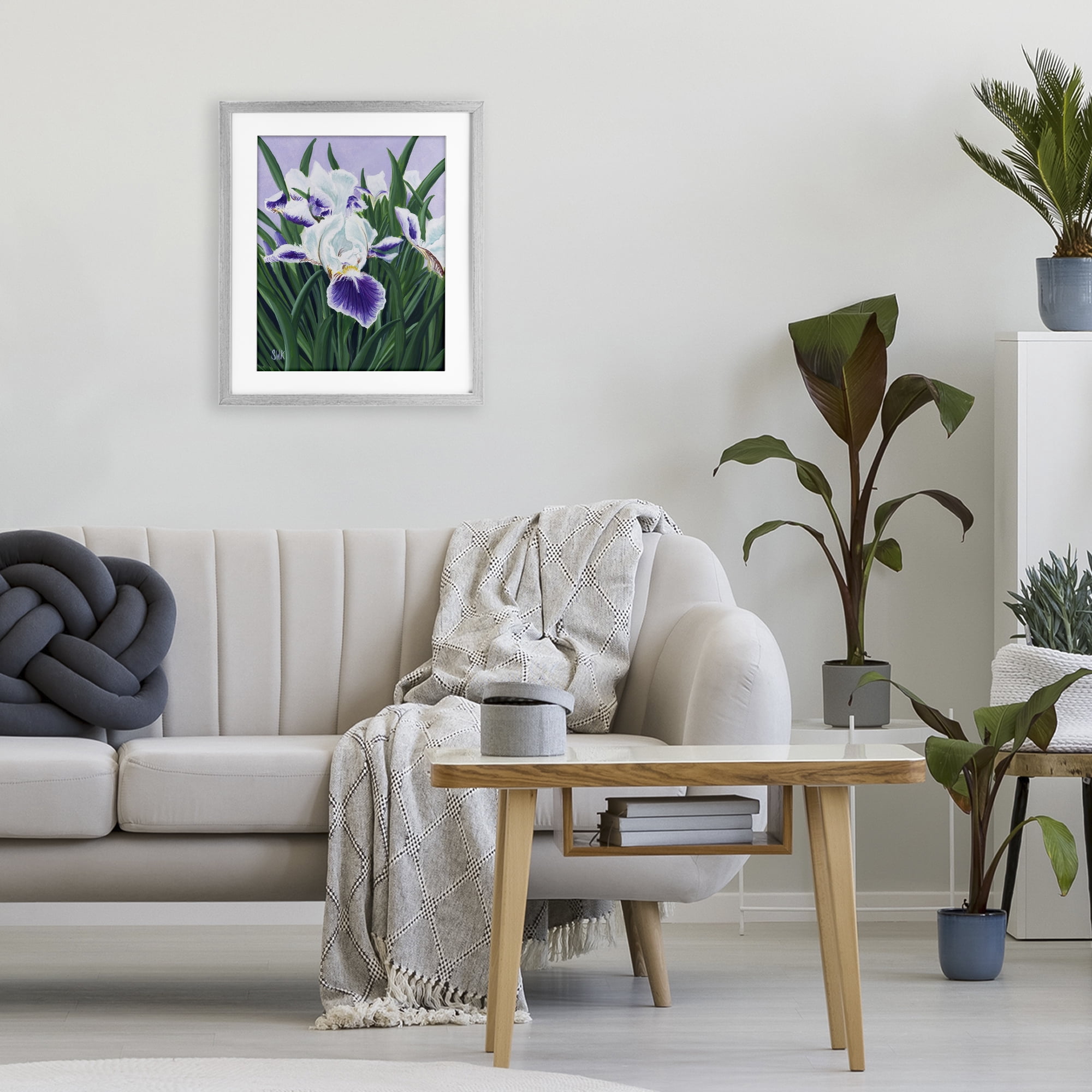 Stupell Industries Purple & White Irises Gray Framed Print Under Glass, design by Sarah Waldron Kimball