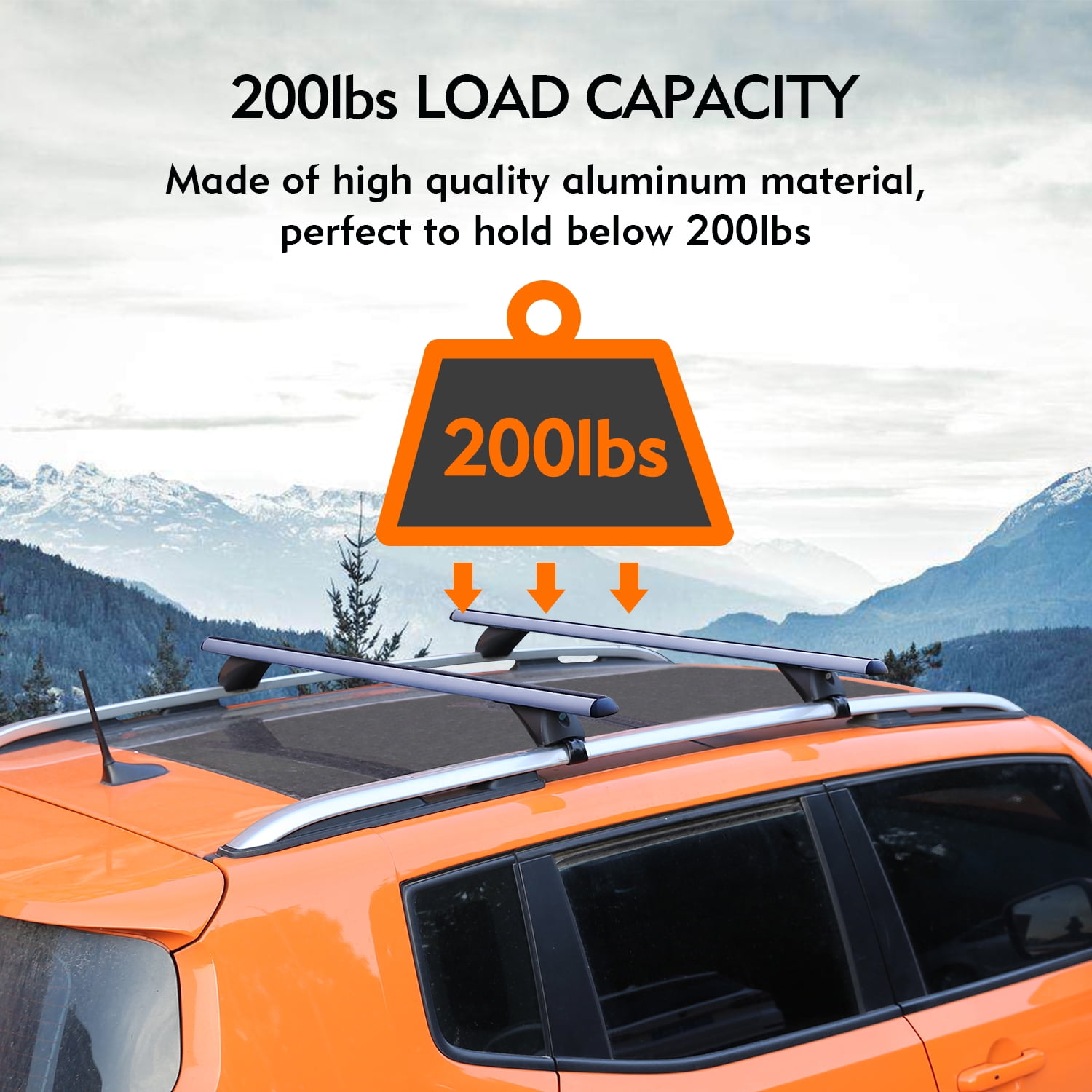 TANX Car Roof Rack Cross Bars with 2Locks，Universal Roof Rack Cross Bars,54" Thin Adjustable Aluminum Roof Rails with 200lbs Load Capacity RB003B