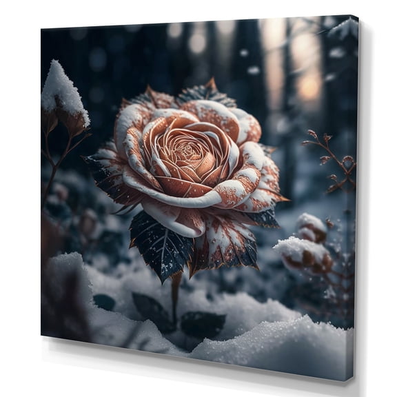 Designart A Blooming Rose Flower In A Forest II Canvas Wall Art