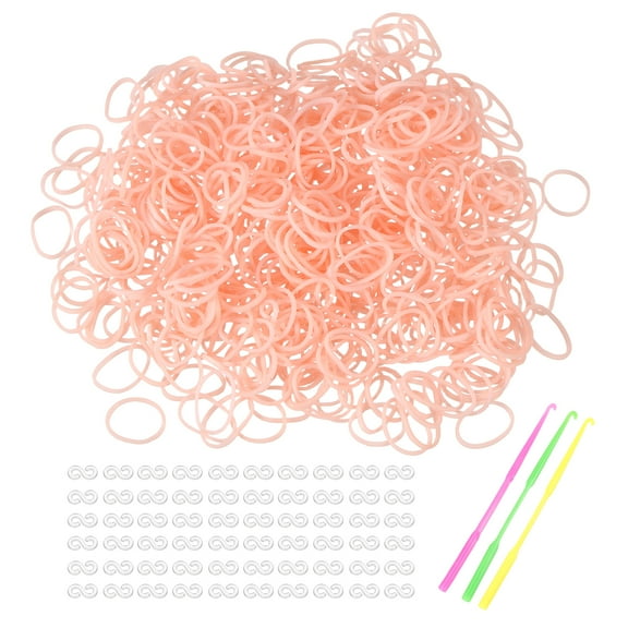 Uxcell 1800 Pcs Loom Rubber Bands Kit with 75 Pcs S-Clips 3-Hooks Beige