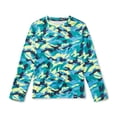 thumbnail image 1 of Speedo Boy's UV Protection All Over Printed Long Sleeve Rashguard Swim Shirt - Navigate, Size XL, 1 of 2