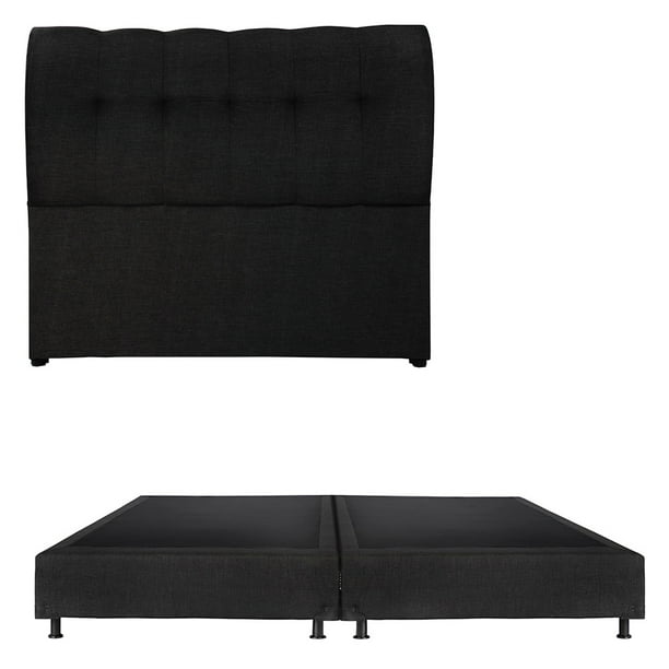 Box Base Cama King Size + Cabecera Nube Negro