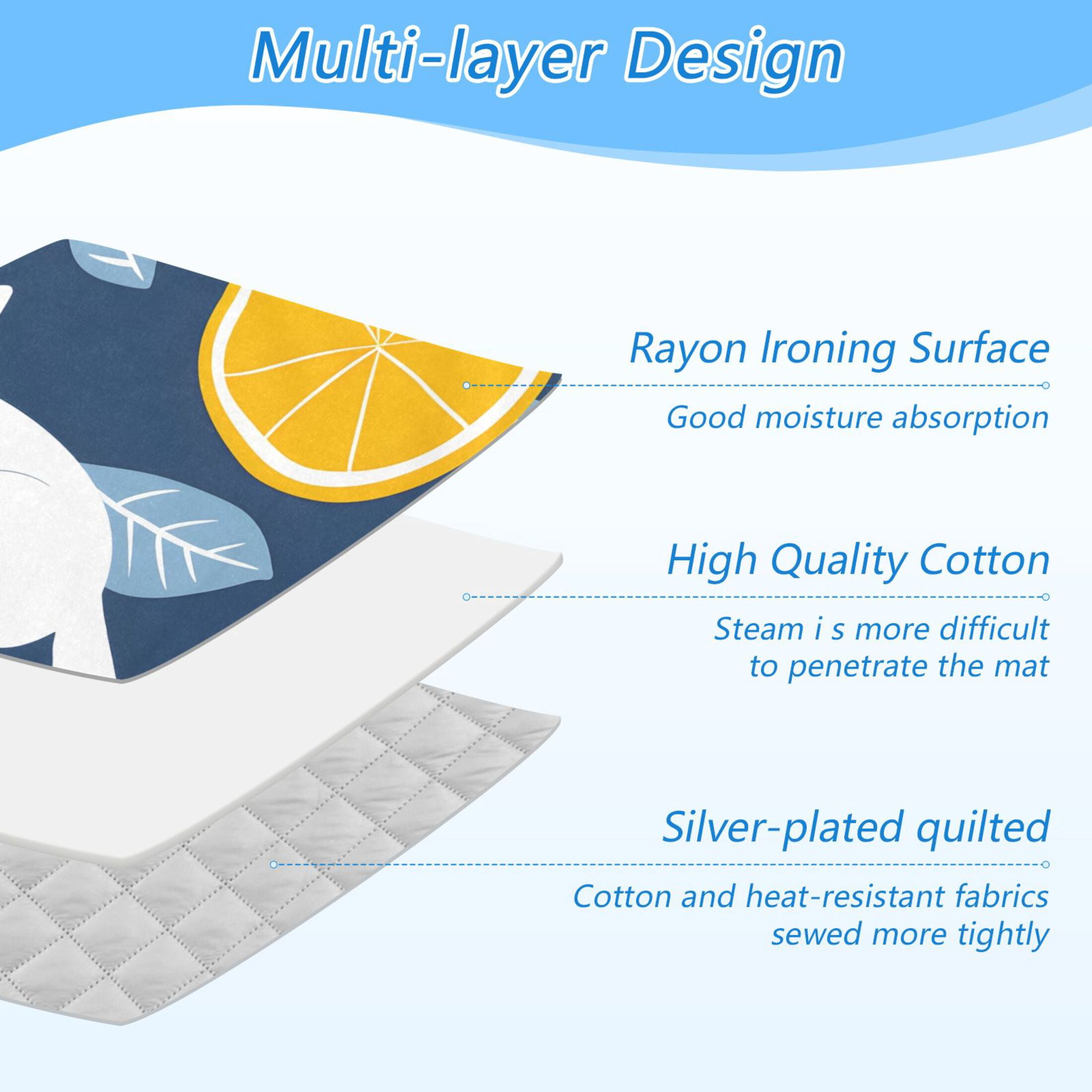 Cutie White Cat Lemon Leaf Ironing Mat Blanket Portable Travel Ironing Pad Heat Resistant Pad 47.2" x 27.6”