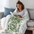 thumbnail image 2 of Sage Green Eucalyptus Leaves Throw Blanket,Flannel Fleece Blanket with Striped Design for Couch,Spring Summer Botanical Floral Soft Breathable All Season Plush Blankets for Sofa Office Travel 40"x50", 2 of 8