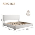 thumbnail image 3 of VIPLOV King Size Boucle Bed Frame, Cloud Upholstered Platform Bed with Height Adjustable Headboard & Soft Rounded Corners, No Noise Free, Easy Assembly,White, 3 of 8