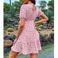 thumbnail image 4 of Womens Cute Floral V Neck Puff Sleeve Sundress Casual Summer Dresses for Women 2025 Pink XL, 4 of 9