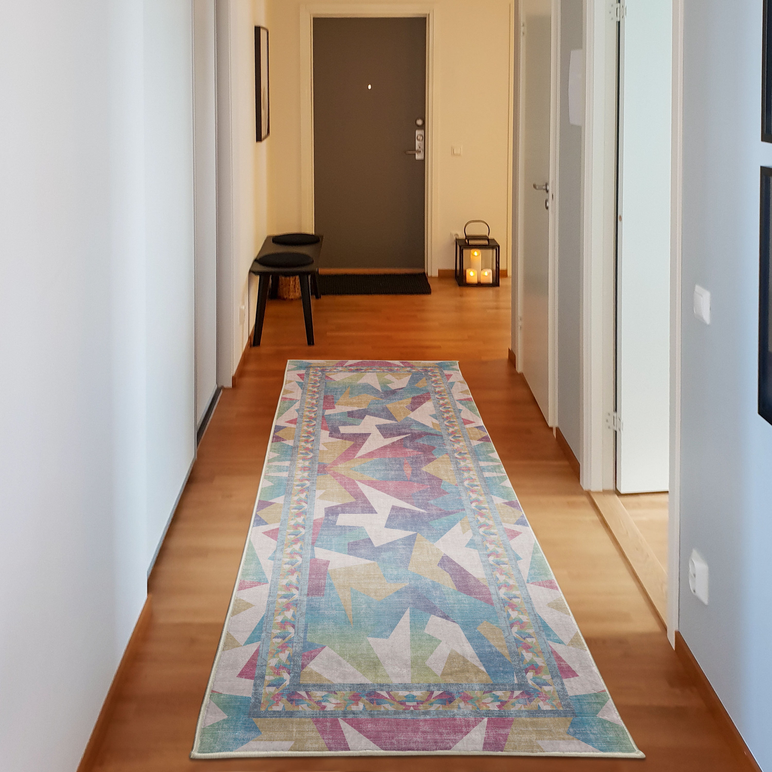 Colorful Decorative Rug, Modern Themed Pattern of Abstract Forms ...