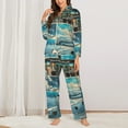 thumbnail image 2 of Fotbe Comic Airplane Cockpit Illustration Pattern Long Sleeve Pajama Set for Women,Sleepwear Set,2-piece Loungewear Set,Soft PJs Comfy Nightwear with Pockets -Large, 2 of 7