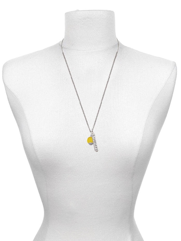 Delight Jewelry 12mm Goldtone Roller Spinner with Silvertone Lining Glass Spinner Silvertone Sisters Best Friends Forever Bar Charm Necklace, 23"