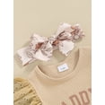 thumbnail image 6 of Suealasg Newborn Girls Outfit 3M 6M Fly Sleeve Letter Print Romper Dress Elastic Waist Floral Print Shorts Headband Set 3Pcs Baby Girl Summer Clothes Set, 6 of 9