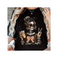thumbnail image 1 of Skull Coffee Graphic T Shirt For Women Edgy Skeleton Peace Sign Casual Short Sleeve Round Neck Top Spring Summer Fall Machine Washable Gift For Sister Wife Trendy Durable Print Tee, 1 of 7