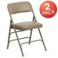 thumbnail image 4 of Emma + Oliver 2 Pack Curved Triple Braced & Double Hinged Beige Vinyl Metal Folding Chair, 4 of 15