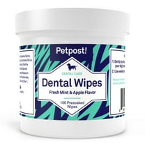 Petpost | Dental Wipes for Dogs - Bad Breath Gone in Days - 100 Presoaked Pads in Natural Tooth Cleaning Solution