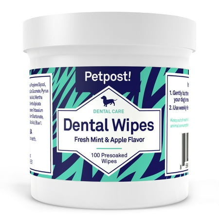 UPC: 0859654006322 | Petpost | Dental Wipes for Dogs – Bad Breath Gone in Days – 100 Presoaked Pads in Natural Tooth Cleaning Solution