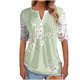 thumbnail image 1 of Blusa informal de manga corta con cuello en V y malla de encaje con estampado floral para mujer OAVQHLG3B Store lin121212, 1 of 4