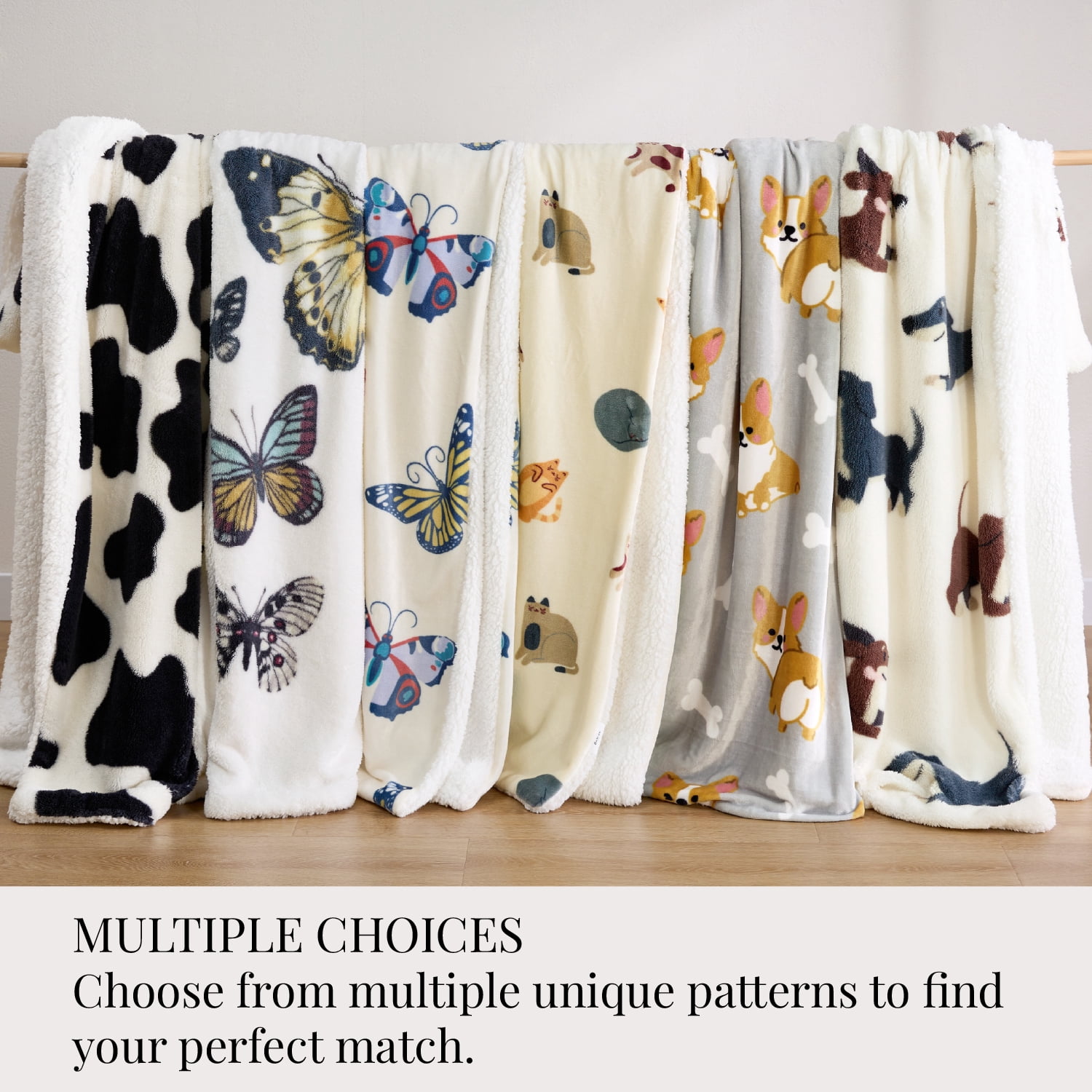U by Bedsure Soft Cow Print Blanket for Couch, Animal Decor Sherpa Throw Blanket, 50"x60"