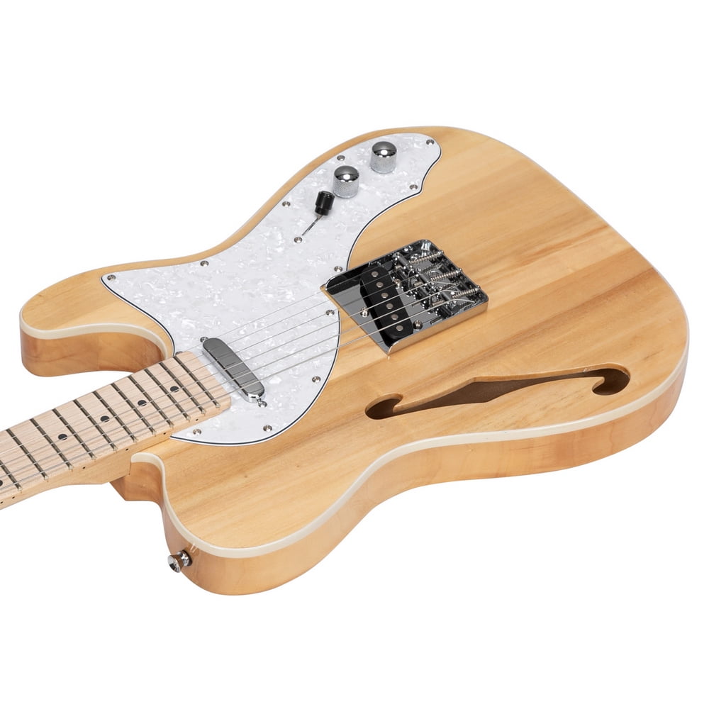 Private Jungle Glarry GTL Semi-Hollow Electric Guitar F Hole SS Pickups Maple Fingerboard White Pearl Pickguard,Log Color