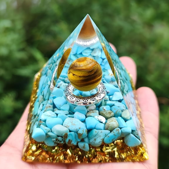 LAMIRO Amethyst Crystal Healing Pyramid Chakra Energy Stones