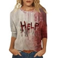 thumbnail image 1 of Generic Hauts à Manches 3/4 pour Femmes, Imprimé Floral Décontracté, Blouse d'Été Ample, 1 of 1
