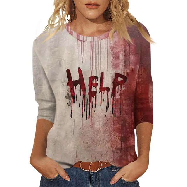 Generic Hauts à Manches 3/4 pour Femmes, Imprimé Floral Décontracté, Blouse d'Été Ample