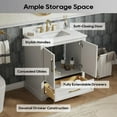 thumbnail image 6 of Deluxe Living 30" Bathroom Vanity with Marble Top, Fully-Assembled vanity with Ceramic Sink,Solid Wood Frame,Greige White, 6 of 9