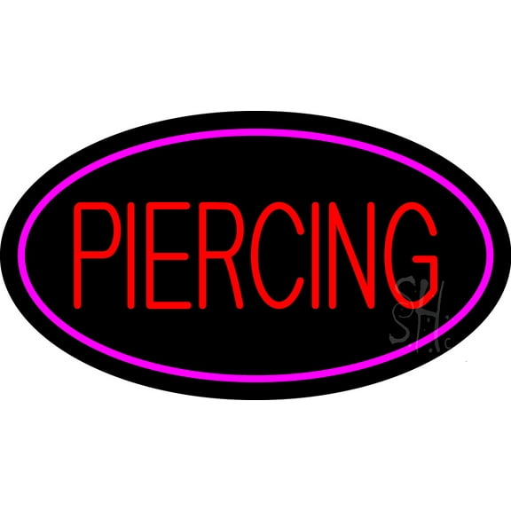 Piercing Oval Pink LED Neon Sign 13 x 24 - inches Black Square Cut Acrylic Backing, with Dimmer - Premium built indoor Sign for Storefront, Store interior, Studio.