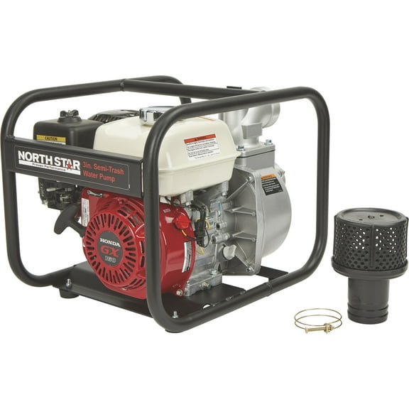 NorthStar Self-Priming Semi-Trash Water Pump, 3in. Ports, 15,850 GPH, 3/4in. Solids Capacity, 163cc Honda GX160 Engine