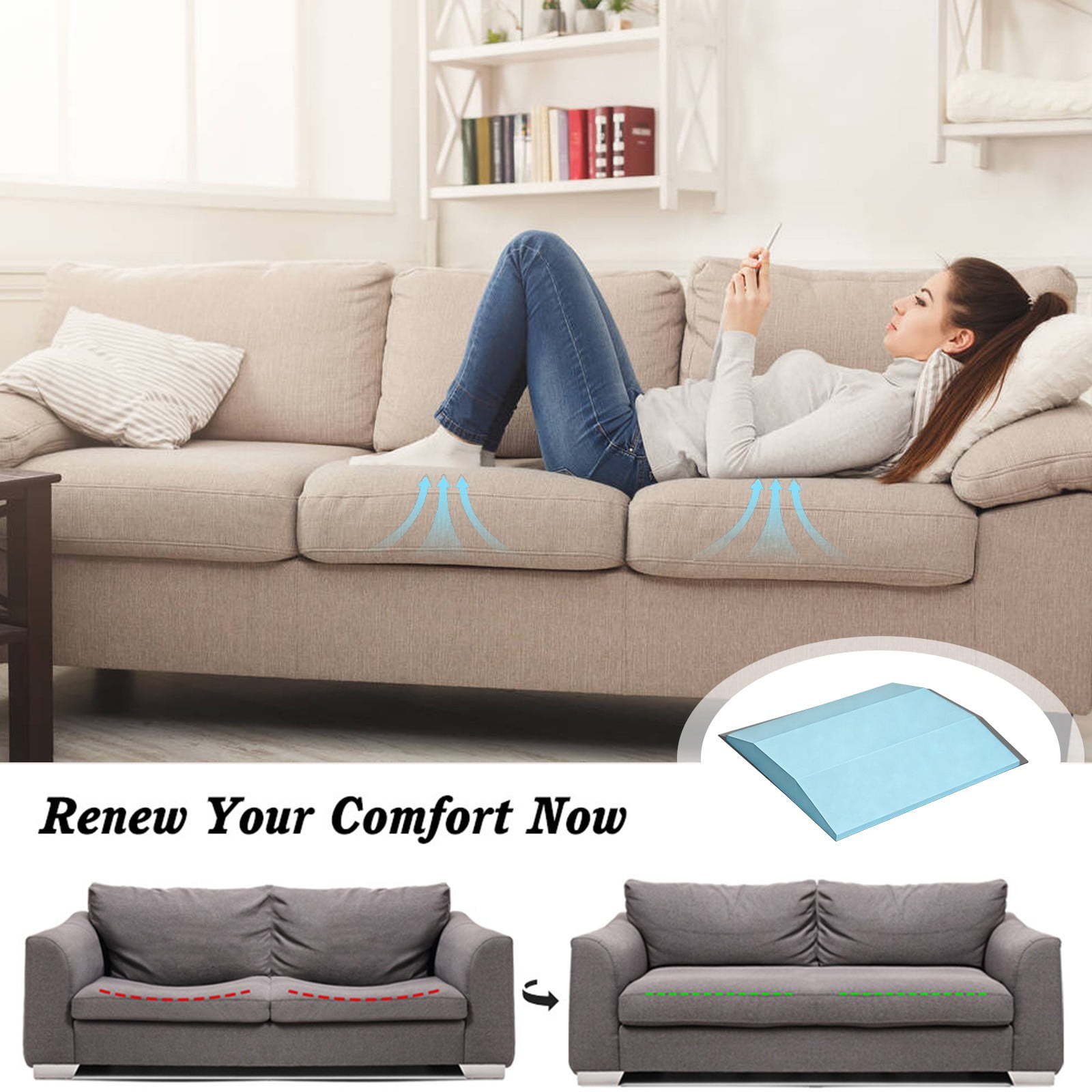 Dxssxc High Density Trapezium Foam Cushion Support Insert, Sofa & Chair Seat Pad Upgrade For Sagging Cushions, Home Furniture Comfort Repair For Couches, Recliners & Lounges