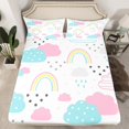 thumbnail image 2 of Manfei Lovely Rainbow Twin Sheet Sets,Colorful Cartoon Clouds Twin Fitted Sheet,Blue White Pink Flat Sheet For Kids Girl, Microfiber Bedroom Decor,3 Pieces, 2 of 7