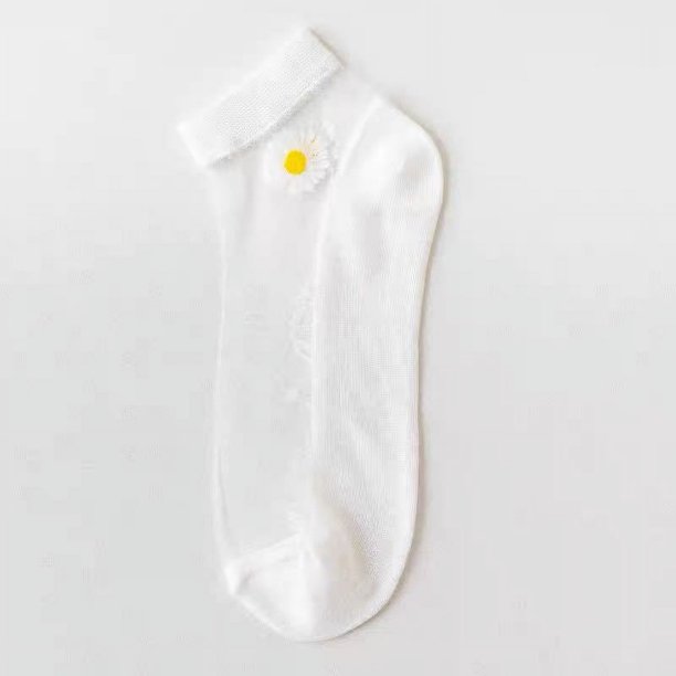 Calcetines de margaritas pequeñas, medias de cristal, calcetines finos de verano para mujer, medias transpirables, calcetines desodorantes, calcetines poco profundos, calcetines de suelo