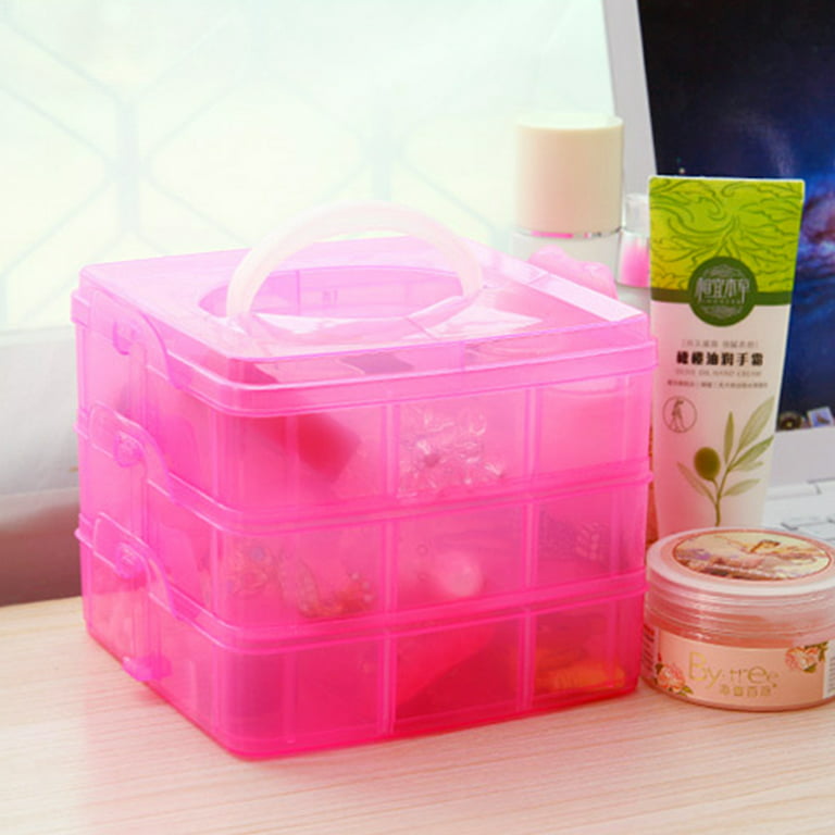 3 Layers 18 Compartments Clear Storage Organizer Container Jewelry Bead Box  Case for Cosmetics
