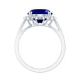 thumbnail image 2 of Rosec Jewels Vintage Inspired Lab Grown Blue Sapphire Ring with Diamond (10X12 mm), 925 Sterling Silver, US 4.00, 2 of 8