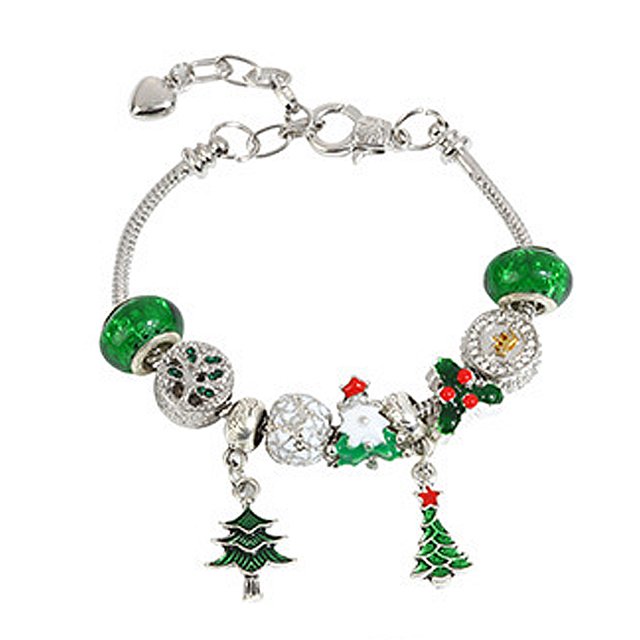 Pulsera creativa de estilo navideño, pulseras de moda elegantes DIY de aleación para mujeres y niñas Type7