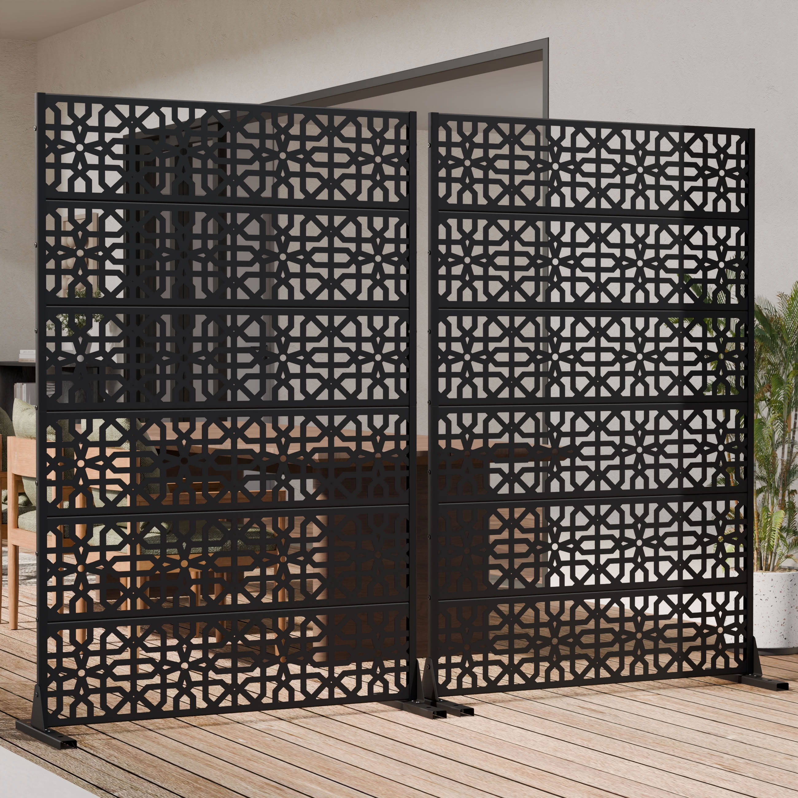 MAYEERTY 72*47in Outdoor Privacy Screen, Sleek Modern Metal Privacy Fence, Pool Privacy Panel for Patio, Balcony, Garden