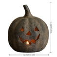 thumbnail image 5 of Halloween Concrete Jack O Lantern Pumpkin, Weathered Jack O Lantern Candle Holder Vintage Textured Pumpkin Figurine for Farmhouse Gothic Indoor Dining Table Fall Home Decor, 5 of 11