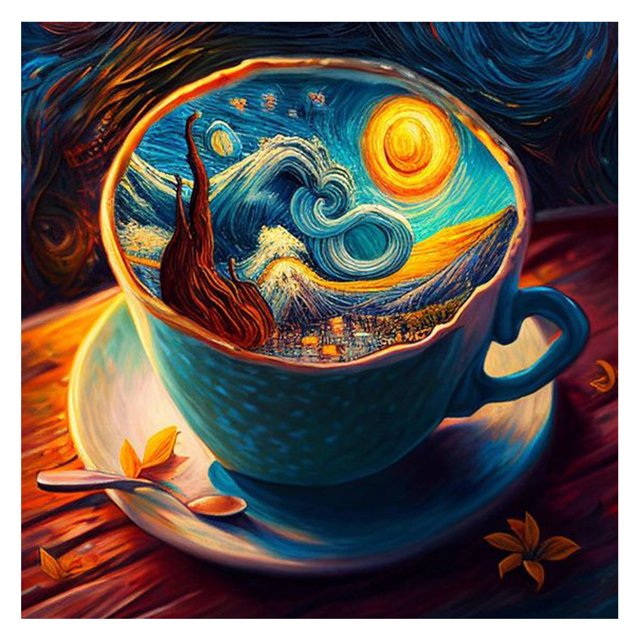 (11CTACC-249 50x50 color) hilo algodón ecológico bordado 11CT 3 hebras impresión 50*50cm El mundo Van Gogh en la té kit la serie paisaje en punto cruz