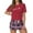 Red, variant on Women Pajama Sets Crew Neck Pullover Three Quarter Sleeves Printed T Shirt With Bow Plaid Shorts Womens Pjs