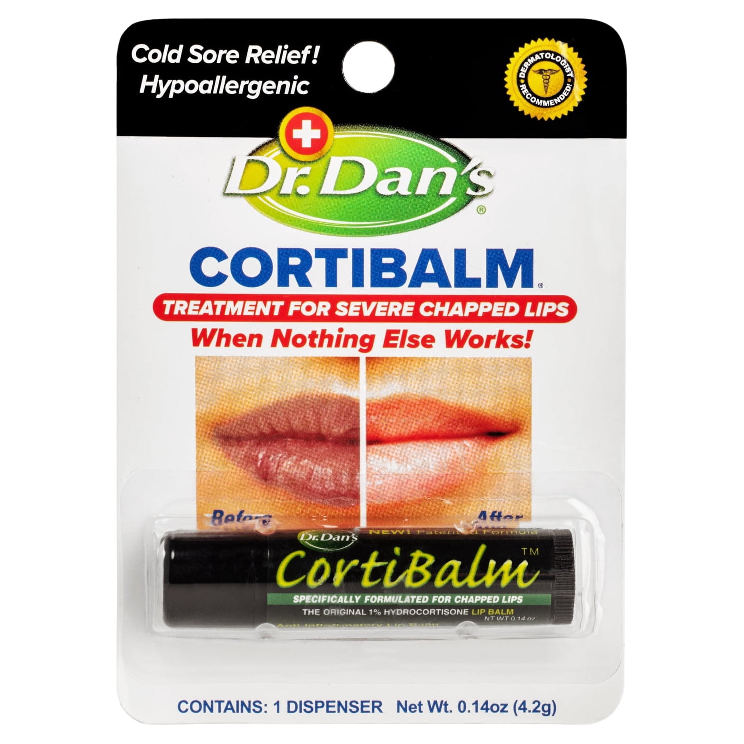 Dr. Dans CortiBalm lip balm, for chapped lips - 0.14 oz- 4 Pack