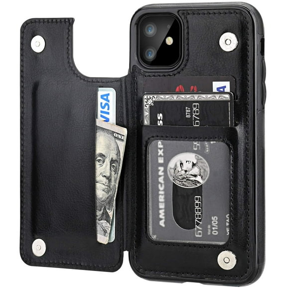 Funda tipo cartera OT ONETOP de piel sintética con tarjetero para iPhone 11 de 6,1 pulgadas