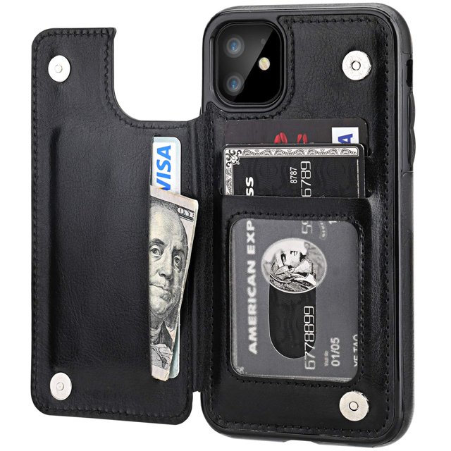 Funda tipo cartera OT ONETOP de piel sintética con tarjetero para iPhone 11 de 6,1 pulgadas