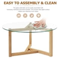 thumbnail image 4 of ON-TREND 35" Round Glass Coffee Table - Modern Cocktail Table with Tempered Glass Top & Sturdy Natural Wood Base, Easy Assembly for Living Room, Apartment, Entryway, 4 of 18