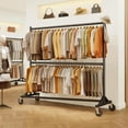 thumbnail image 6 of HOKEEPER 550lb Load Commercial Industrial Grade Heavy Duty Z-Base Garment Rack with Add-On Clothes Hanging Bar, Height Adjustable Clothing Rack Black, 6 of 8
