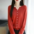 thumbnail image 5 of Shirts For Women Woven Cardigan Candy Colored Rolled Edge Knitted Cardigan Womens Tops, 5 of 6